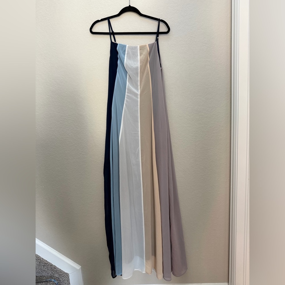 Davi & Dani Vertical Stripe Maxi Dress - Size M - Chiffon Overlay - Picture 2 of 8
